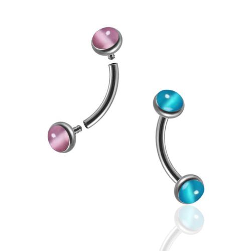 Stainless Steel Lip Ring 304 Stainless Steel with Cats Eye polished Unisex Sold By PC