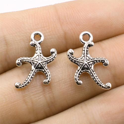 Sinc Alloy Pendants Ainmhithe, Starfish, dath airgid antique plátáilte, DIY, 12x19mm, Díolta De réir PC