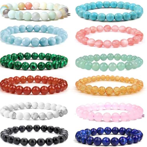 Pulseiras de pedras preciosas, misto de pedras semi-preciosas, with Gemstone Sintético, materiais diferentes para a escolha & para mulher, Mais cores pare escolha, comprimento 19 cm, vendido por PC