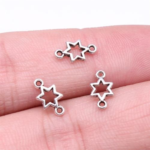 Star Zinc Alloy priključak, Cink Alloy, Zvijezda, starinski srebrne boje pozlaćen, možete DIY & 1/1 petlje, 5x10mm, Prodano By PC