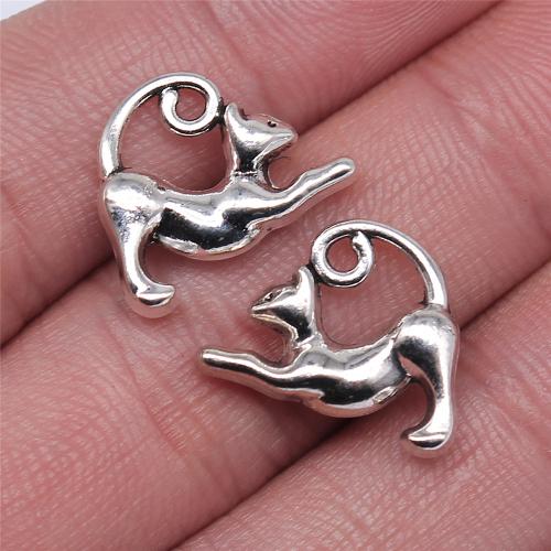 Zinc Alloy Animal Pendler, Cat, forgyldt, du kan DIY, flere farver til valg, 17x13mm, Solgt af PC