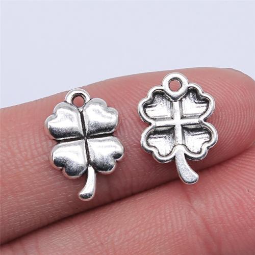 Cink legura djetelina privjesak, Cink Alloy, Četiri Leaf Clover, starinski srebrne boje pozlaćen, možete DIY, 15x11mm, Prodano By PC