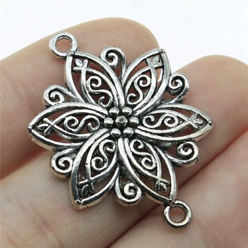 Flower Zinc Alloy Connector antique silver color plated DIY & 1/1 loop Sold By PC