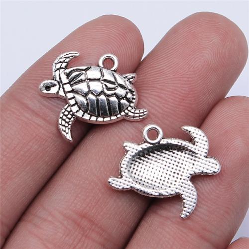 Cink ötvözet Animal Medálok, Teknősbéka, antik ezüst színű bevonattal, DIY, 20x13mm, Által értékesített PC