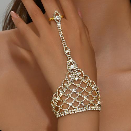 Zinc Alloy Bracelet Ring plated for woman & with rhinestone Sold By PC