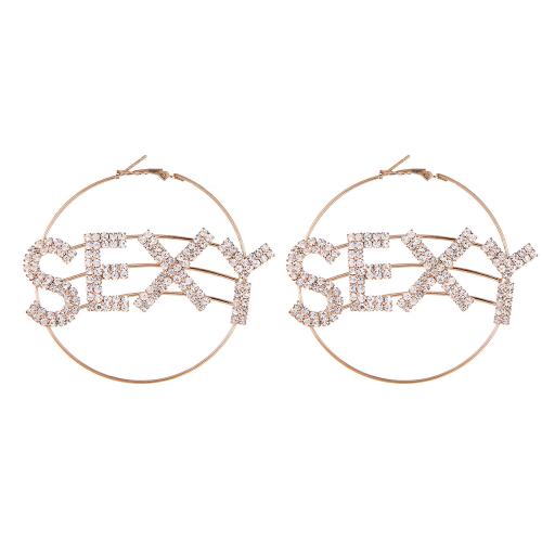 Zinc Alloy Drop Earrings fashion jewelry & for woman & with rhinestone golden Sold By Pair