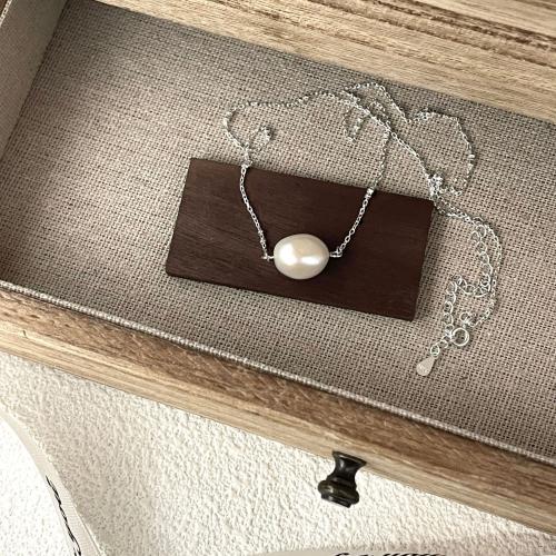 925 Sterling Silver Necklaces with Freshwater Pearl fashion jewelry & for woman Length Approx 45 cm Sold By PC