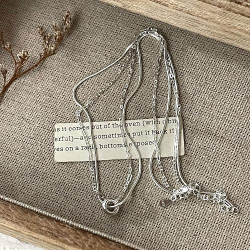 925 Sterling Silver Necklaces Double Layer & fashion jewelry & for woman Length Approx 45 cm Sold By PC