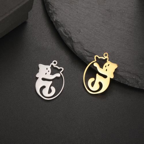 Acciaio inossidabile Animal Ciondoli, 304 acciaio inox, Gatto, DIY, nessuno, 25x18mm, Venduto da PC