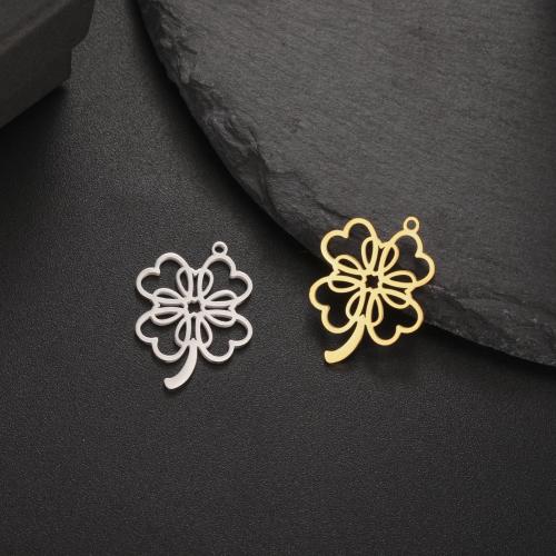 Roestvrij stalen sieraden Hangers, 304 roestvrij staal, Four Leaf Clover, DIY, meer kleuren voor de keuze, 22x16mm, Verkocht door PC