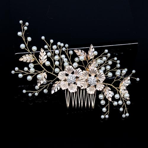 Decoratieve Kammen, Zinc Alloy, met Plastic Pearl, mode sieraden & voor vrouw & met strass, 170x80mm, Verkocht door PC