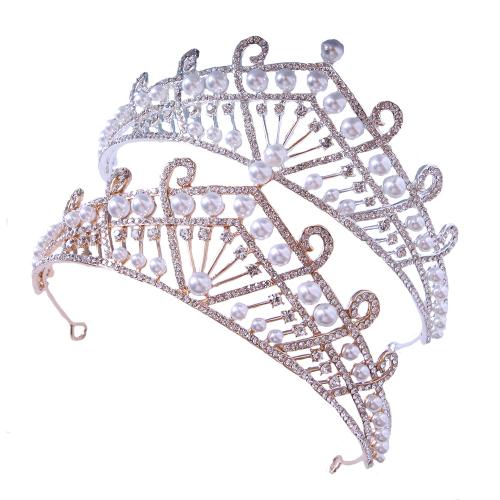 Bridal Tiaras Zinc Alloy with Plastic Pearl fashion jewelry & for woman & with rhinestone width 159mm height 54mm Sold By PC