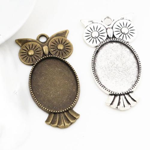 Zinc Alloy Pendant Cabochon Setting Owl plated DIY nickel lead & cadmium free Inner x25mm Approx Sold By Bag