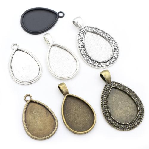 Zinc Alloy vedhæng Cabochon Setting, Teardrop, forgyldt, du kan DIY, flere farver til valg, nikkel, bly & cadmium fri, Inner diameter:18x25mm, Ca. 100pc'er/Bag, Solgt af Bag