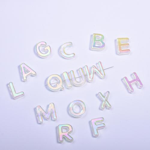 Perles acrylique alphabet, Lettre d’alphabet, DIY & lumineux, Couleur aléatoire, 30x31mm, Vendu par PC