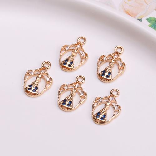 Cubic Zirconia Micro Pave Brass Pendant gold color plated DIY & micro pave cubic zirconia nickel lead & cadmium free Sold By PC