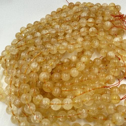 Natural Citrine Beads Round DIY Sold By Strand