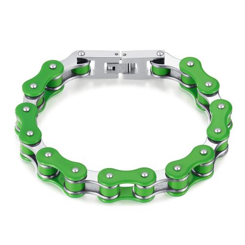 Stainless Steel Jewelry Bracelet 304 Stainless Steel polished fashion jewelry & for man green Length 215 mm Sold By PC