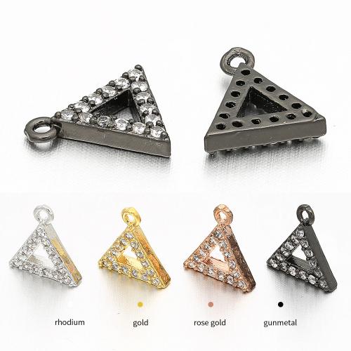 Cubique Pendentif en laiton zircon pavent, triangle, Placage, DIY & pavé de micro zircon, plus de couleurs à choisir, 8x9mm, Vendu par PC