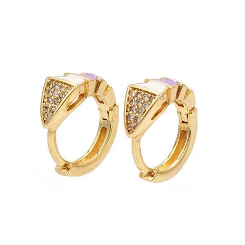 Cubic Zirconia Micro Pave Brass Earring plated micro pave cubic zirconia & for woman & enamel Sold By PC