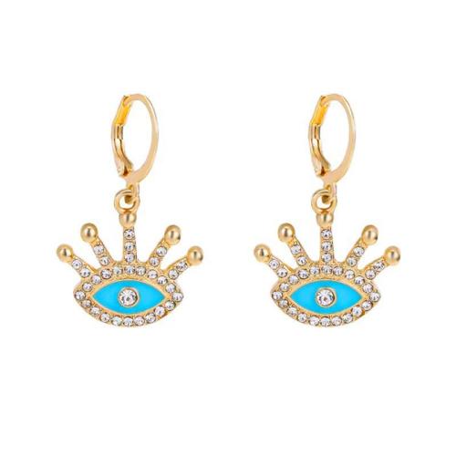 Cubic Zirconia Micro Pave Brass Earring plated micro pave cubic zirconia & for woman & enamel Sold By Pair