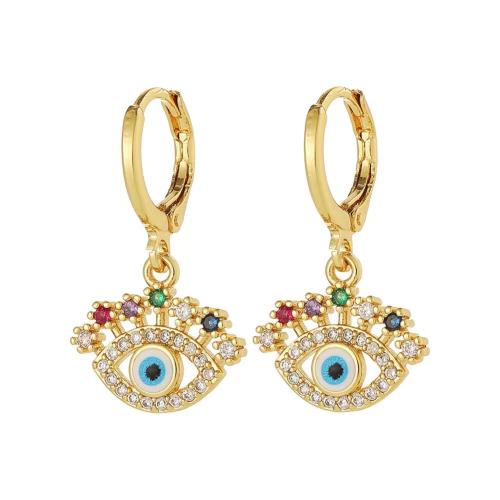 Cubic Zirconia Micro Pave Brass Earring plated micro pave cubic zirconia & for woman & enamel Sold By Pair