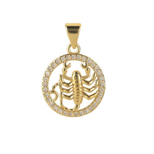 Cubic Zirconia Micro Pave Brass Pendant plated DIY & micro pave cubic zirconia golden Sold By PC