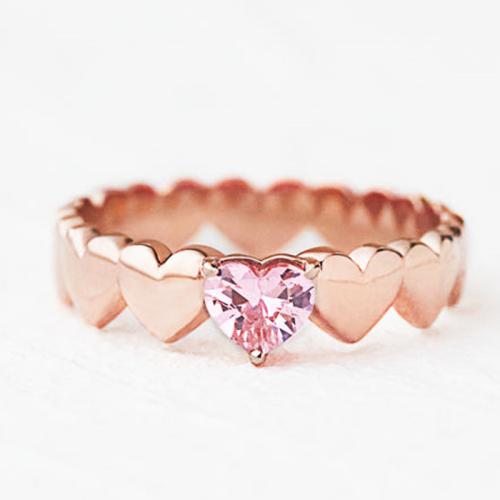 Zinc Alloy Finger Ring plated & micro pave cubic zirconia & for woman rose gold color Sold By PC