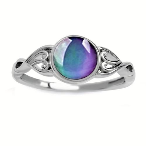 Zinc Alloy Finger Ring with Gemstone plated & for woman & change their color according to the temperature multi-colored Sold By PC