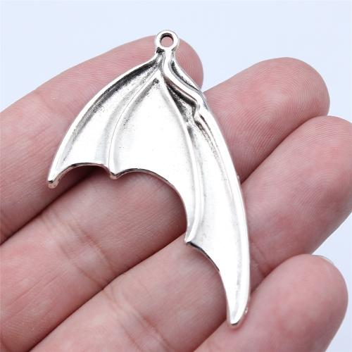 Sciathán múnlaithe Sinc Alloy Pendants, Cruth Sciathán, dath airgid antique plátáilte, DIY, 32x53mm, Díolta De réir PC