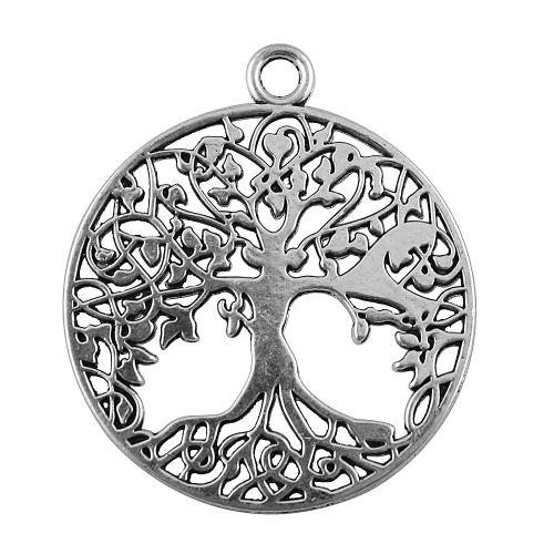 Zinc Alloy Pendants Round plated DIY Sold By PC