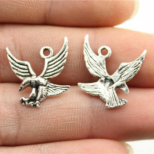 Zinc Alloy Animal Pendants, eagle, antique silver color plated, DIY, 20x20mm, Sold By PC