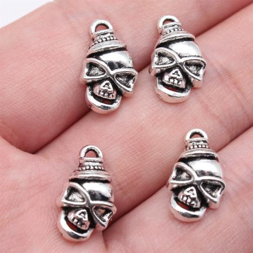 Zinc Alloy Skull Pendler, antik sølv farve forgyldt, du kan DIY, 16x9mm, Solgt af PC