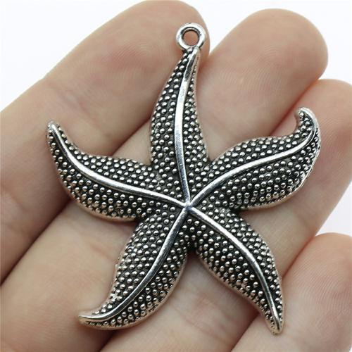 Zinc Alloy Animal Pendler, Starfish, forgyldt, du kan DIY, flere farver til valg, 50x43mm, Solgt af PC