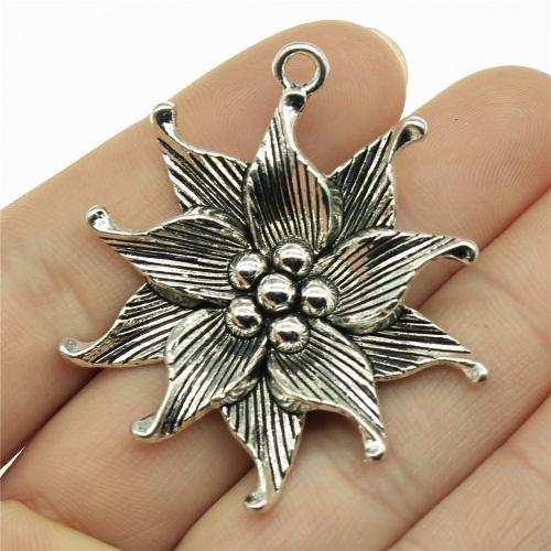 Zinc Alloy Flower Pendler, antik sølv farve forgyldt, du kan DIY, 50x45mm, Solgt af PC