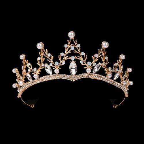 Tiaras, Cink ötvözet, -val Műanyag Pearl, divat ékszerek & a nő & strasszos, több színt a választás, diameter 130mm, height 60mm, Által értékesített PC