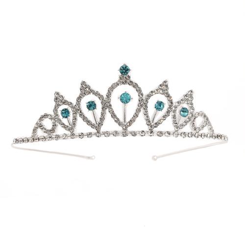 Tiaras, liga de zinco, joias de moda & para mulher & com strass, prateado, length 122mm, width 150mm, height 37mm, vendido por PC