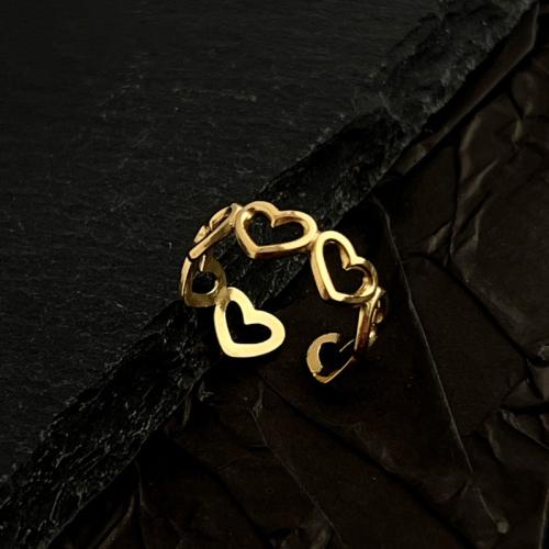 Stainless Steel Finger Ring 304 Stainless Steel Heart 18K gold plated fashion jewelry & Unisex golden Sold By PC