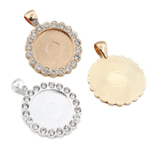 Zinc Alloy vedhæng Cabochon Setting, forgyldt, du kan DIY & med rhinestone, flere farver til valg, nikkel, bly & cadmium fri, Inner diameter: 20mm, Ca. 100pc'er/Bag, Solgt af Bag