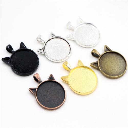 Zinc Alloy vedhæng Cabochon Setting, Cat, forgyldt, du kan DIY, flere farver til valg, nikkel, bly & cadmium fri, Inner diameter: 25mm, Ca. 100pc'er/Bag, Solgt af Bag