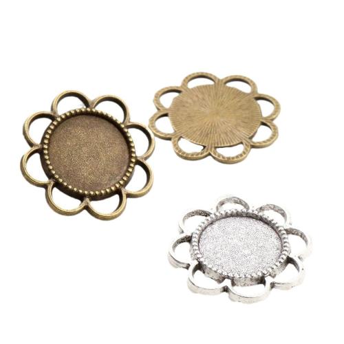 Zink-Legierung Cabochon Weissgold, Zinklegierung, Blume, plattiert, DIY, keine, frei von Nickel, Blei & Kadmium, Inner diameter: 14mm, ca. 100PCs/Tasche, verkauft von Tasche