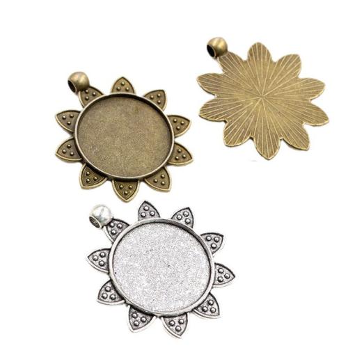 Zinc Alloy vedhæng Cabochon Setting, Flower, forgyldt, du kan DIY, flere farver til valg, nikkel, bly & cadmium fri, Inner diameter: 25mm, Ca. 100pc'er/Bag, Solgt af Bag