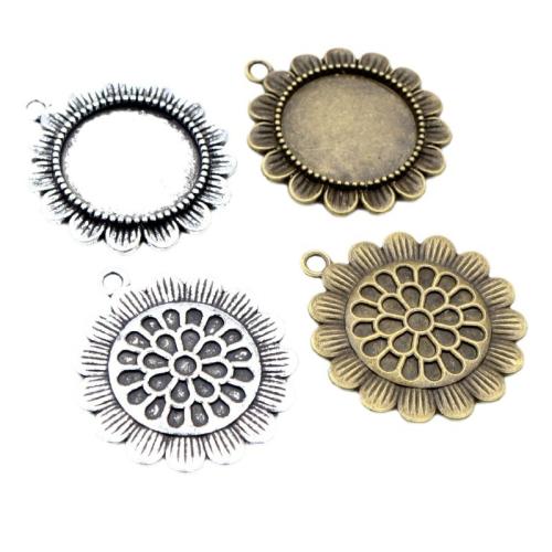 Zinc Alloy vedhæng Cabochon Setting, Solsikke, forgyldt, du kan DIY, flere farver til valg, nikkel, bly & cadmium fri, Inner diameter: 20mm, Ca. 100pc'er/Bag, Solgt af Bag