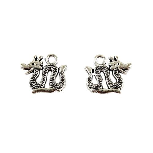 Sinkkiseos Animal riipukset, Lohikäärme, antiikki hopea päällystetty, tee-se-itse, nikkeli, lyijy ja kadmium vapaa, 16x14mm, Reikä:N. 2mm, N. 100PC/laukku, Myymät laukku