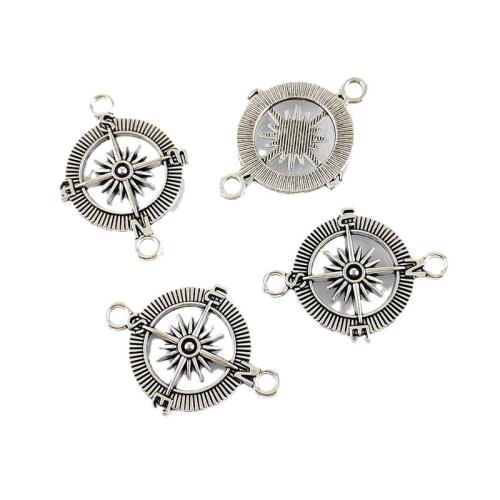 Zinc Alloy Connector Compass antique silver color plated DIY & 1/1 loop nickel lead & cadmium free Approx 3mm Approx Sold By Bag