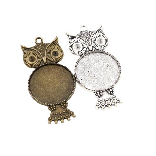 Zinc Alloy vedhæng Cabochon Setting, Owl, forgyldt, du kan DIY, flere farver til valg, nikkel, bly & cadmium fri, Inner diameter: 25mm, Ca. 100pc'er/Bag, Solgt af Bag