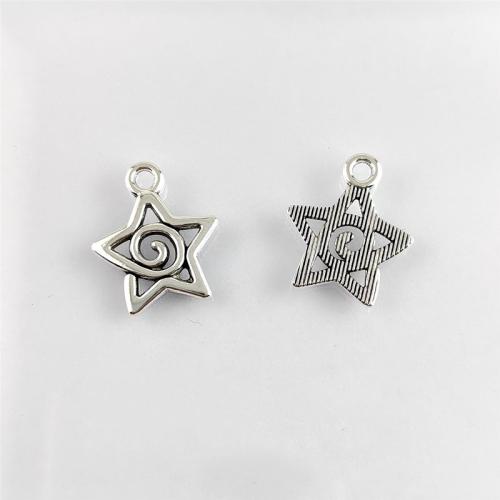 Zink Alloy Star Pendant, antik silver pläterad, DIY, nickel, bly och kadmium gratis, 16x20mm, Hål:Ca 2.5mm, Ca 100PC/Bag, Säljs av Bag