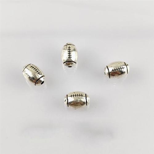 Zink Alloy Smycken Pärlor, Rugby Ball, antik silver pläterad, DIY, nickel, bly och kadmium gratis, 8x11mm, Hål:Ca 1.5mm, Ca 100PC/Bag, Säljs av Bag