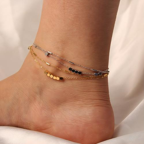 Fashion Jewelry Anklet, Acier titane, avec 5cm chaînes de rallonge, Placage, bijoux de mode, plus de couleurs à choisir, Longueur 20 cm, Vendu par PC