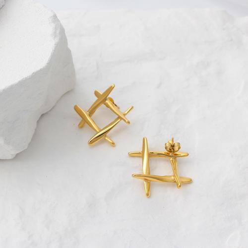 Titanium Steel  Earring gold color plated fashion jewelry golden Sold By Pair